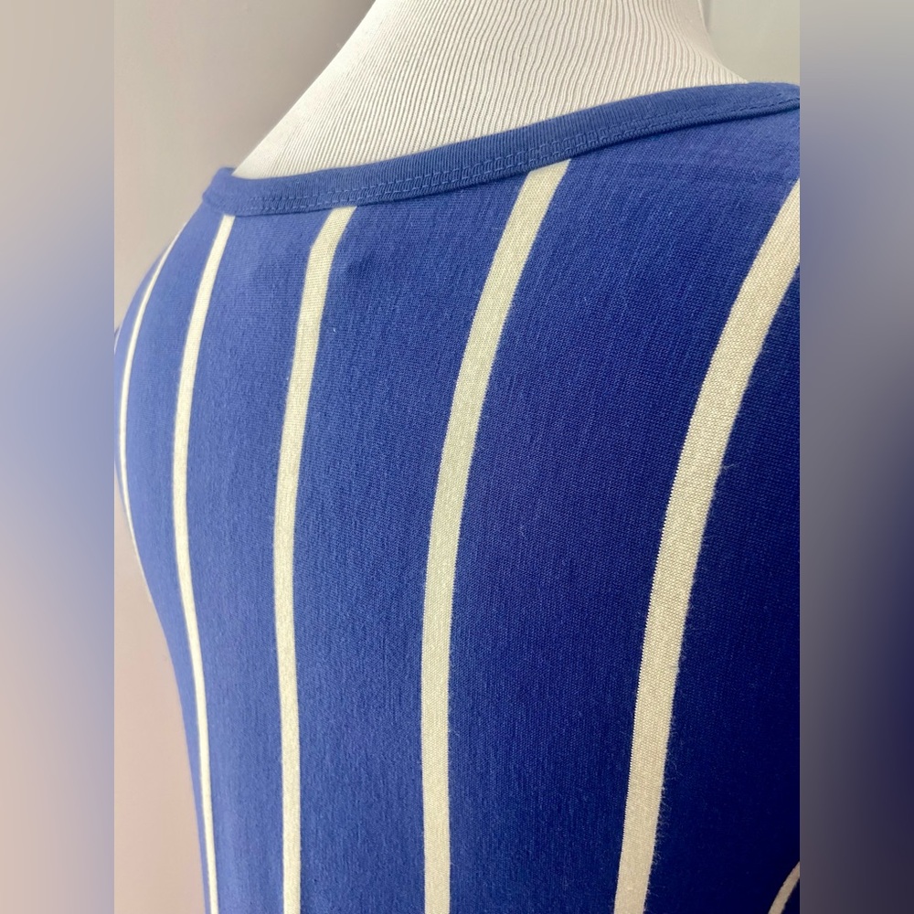LuLaRoe Carly Dress Blue and White Vertical Stripe - Picture 6 of 7